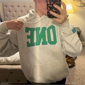 Gray Hoodie with Green and Blue Print